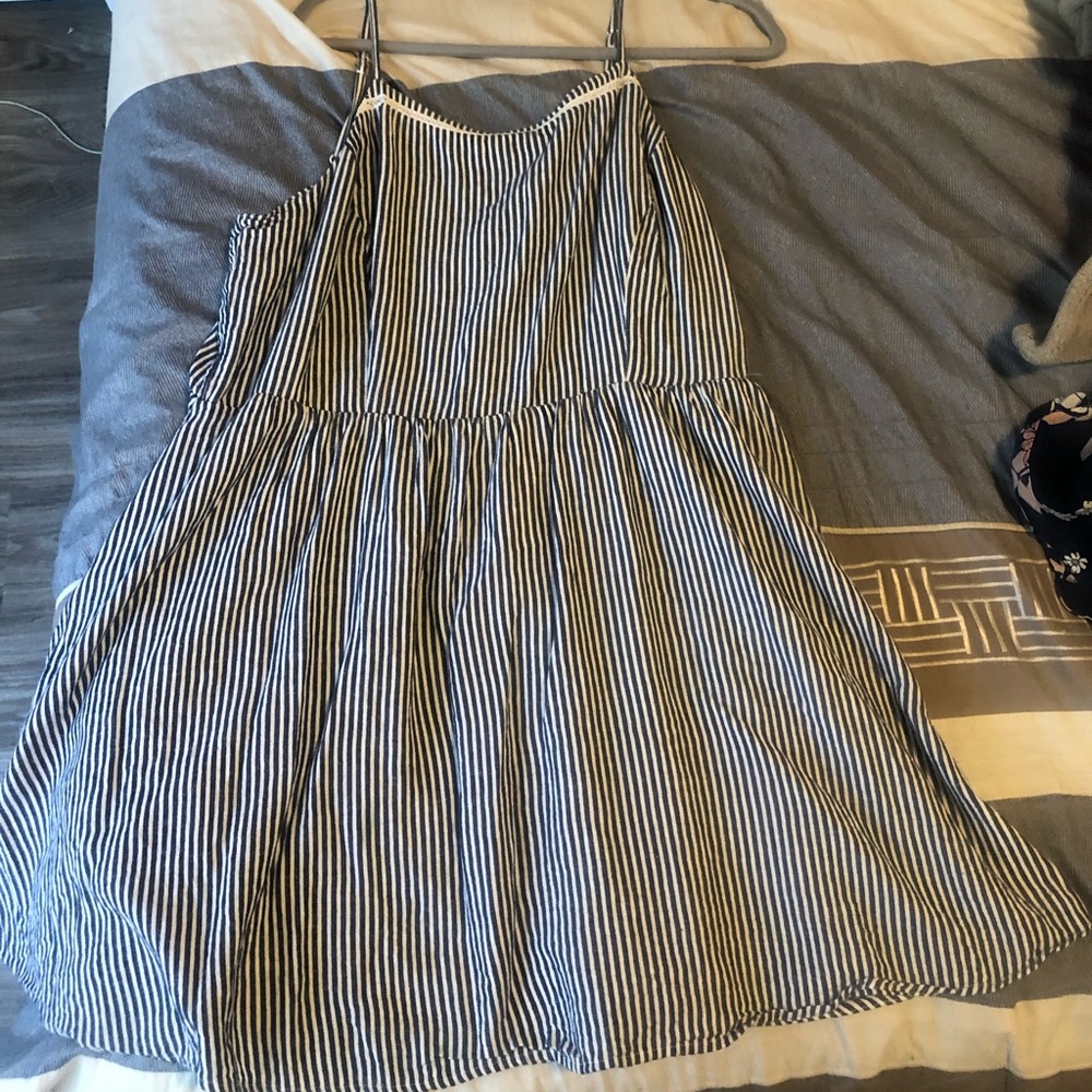 Navy and white stripped spaghetti straps dress